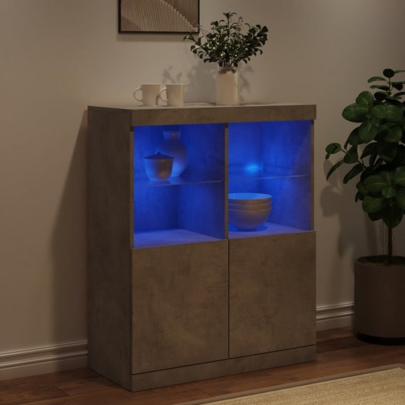 Buffet avec lumières LED gris béton 81x37x100 cm