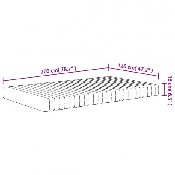 Matelas en mousse moyennement doux 120x200 cm