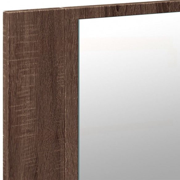 Armoire à miroir à LED de bain chêne marron 90x12x45 cm