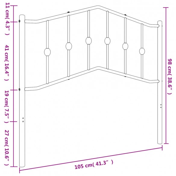 Tête de lit métal noir 100 cm