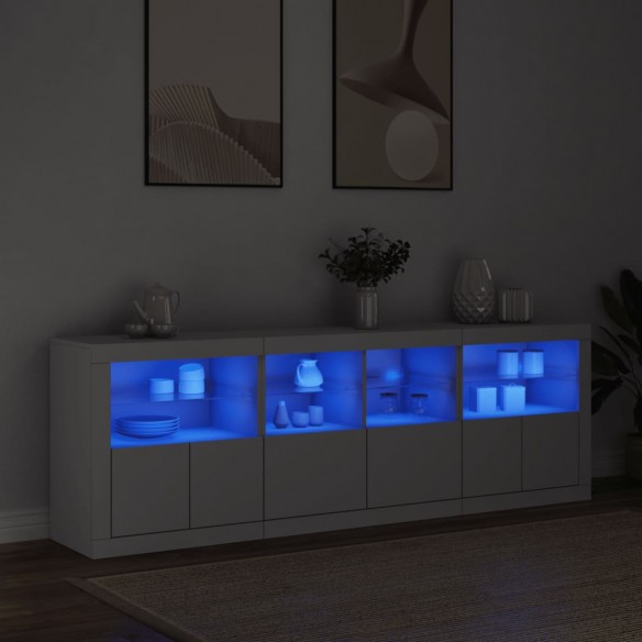 Buffet avec lumières LED blanc 202x37x67 cm