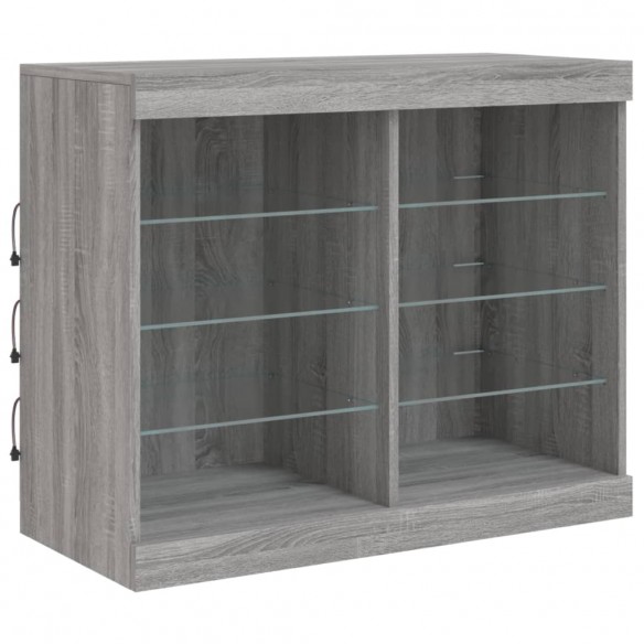 Buffet avec lumières LED sonoma gris 81x37x67 cm