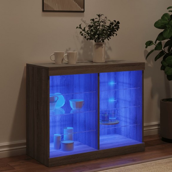 Buffet avec lumières LED sonoma gris 81x37x67 cm