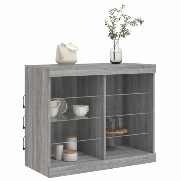 Buffet avec lumières LED sonoma gris 81x37x67 cm