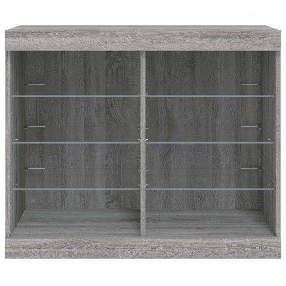 Buffet avec lumières LED sonoma gris 81x37x67 cm