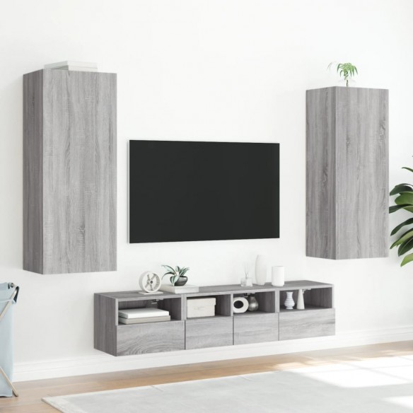 Unités murales TV 5 pcs sonoma gris bois d'ingénierie