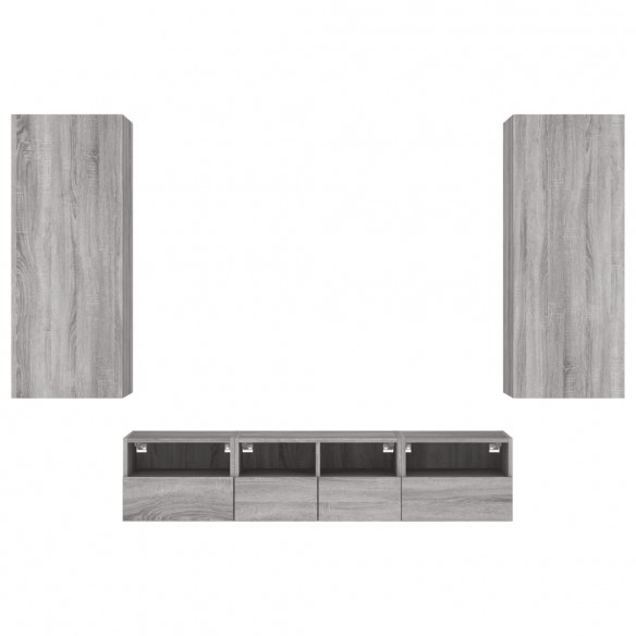 Unités murales TV 5 pcs sonoma gris bois d'ingénierie