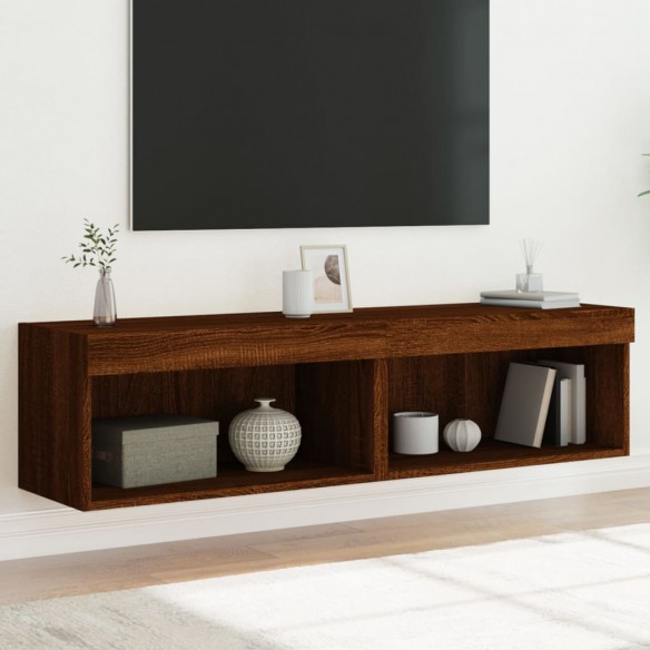 Meubles TV avec lumières LED 2 pcs chêne marron 60x30x30 cm