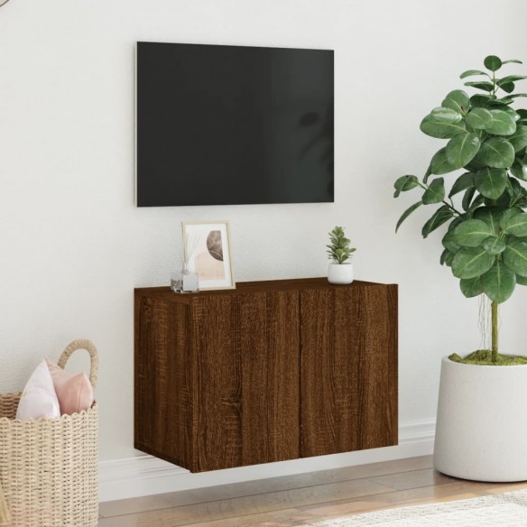 Meuble TV mural chêne marron 60x30x41 cm