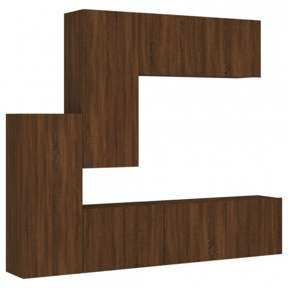 Unités murales TV 5 pcs chêne marron bois d'ingénierie