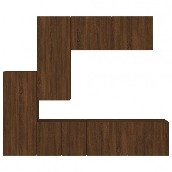 Unités murales TV 5 pcs chêne marron bois d'ingénierie