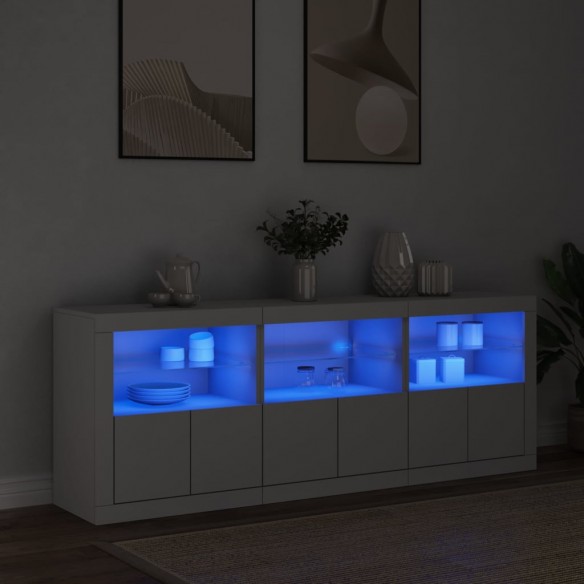 Buffet avec lumières LED blanc 181,5x37x67 cm