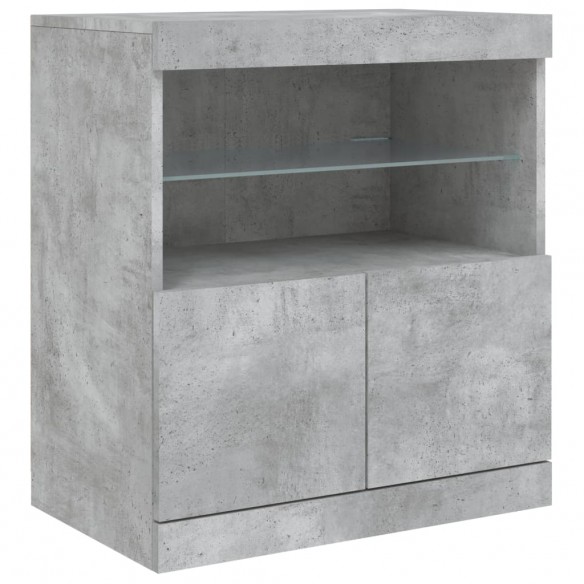 Buffet avec lumières LED gris béton 60x37x67 cm