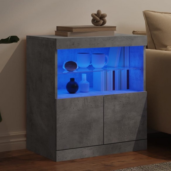 Buffet avec lumières LED gris béton 60x37x67 cm