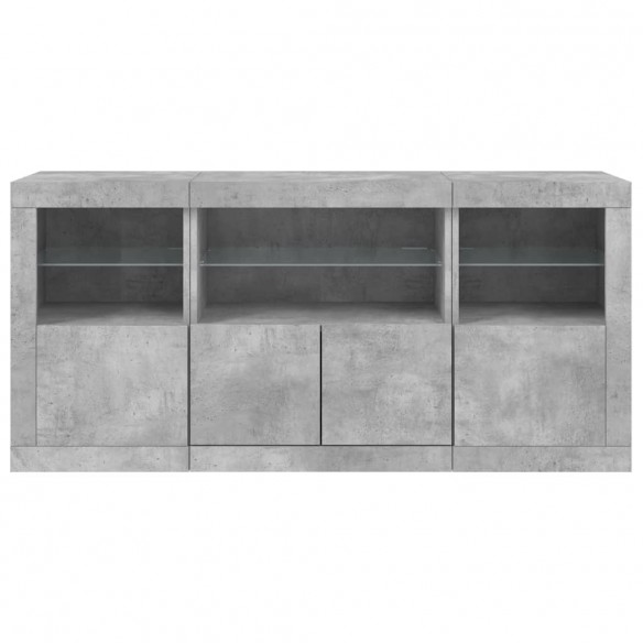 Buffet avec lumières LED gris béton 142,5x37x67 cm