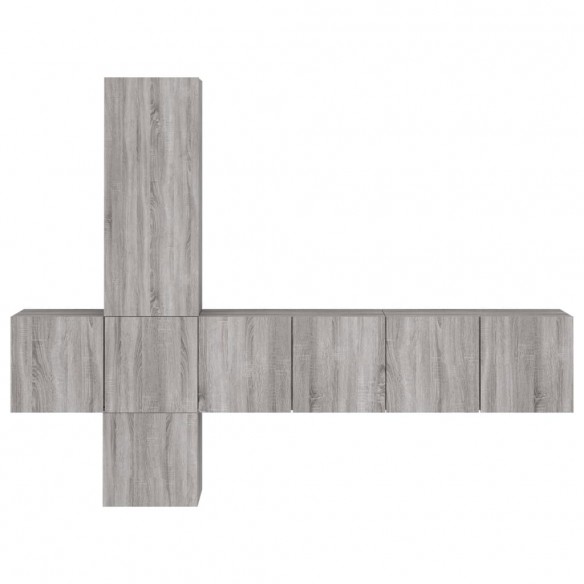 Unités murales TV 5 pcs sonoma gris bois d'ingénierie