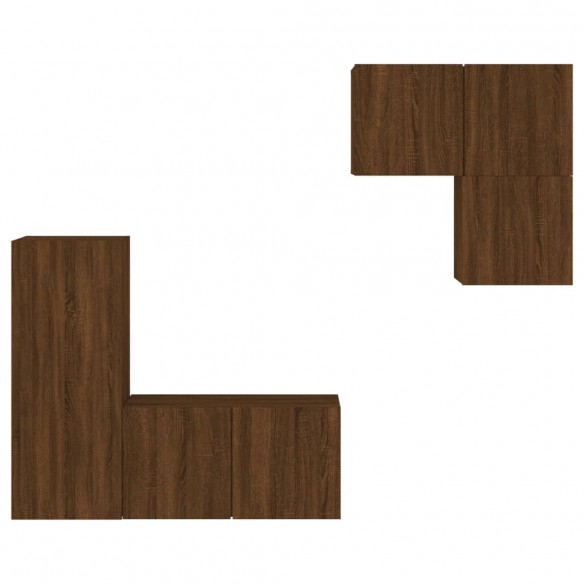 Unités murales TV 4 pcs chêne marron bois d'ingénierie