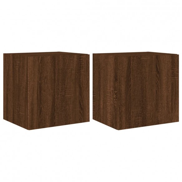 Meubles TV muraux lumières LED 2 pcs chêne marron 40,5x35x40 cm