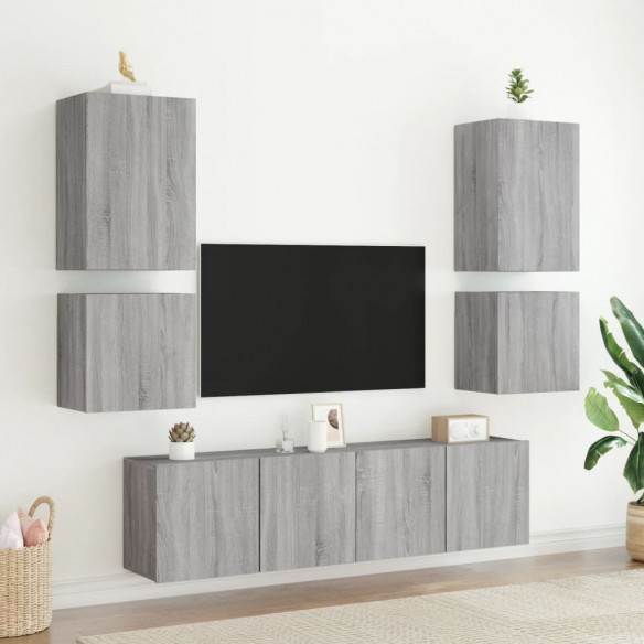 Unités murales TV 6 pcs sonoma gris bois d'ingénierie