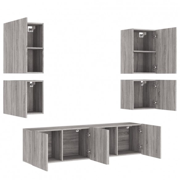 Unités murales TV 6 pcs sonoma gris bois d'ingénierie