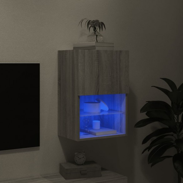 Meuble TV avec lumières LED sonoma gris 40,5x30x60 cm