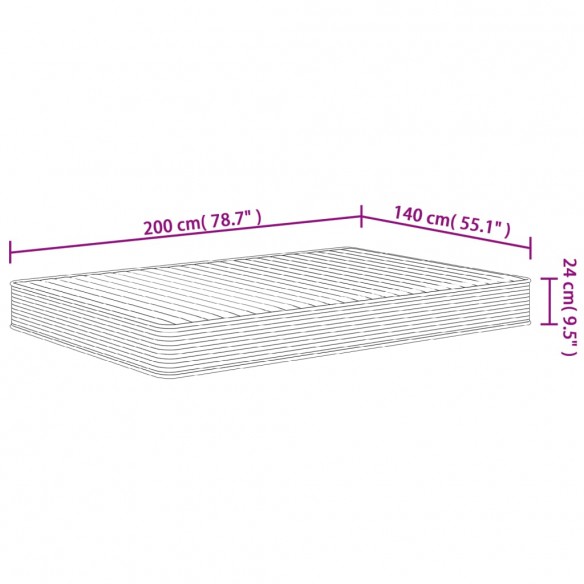 Matelas en mousse moyennement doux 140x200 cm