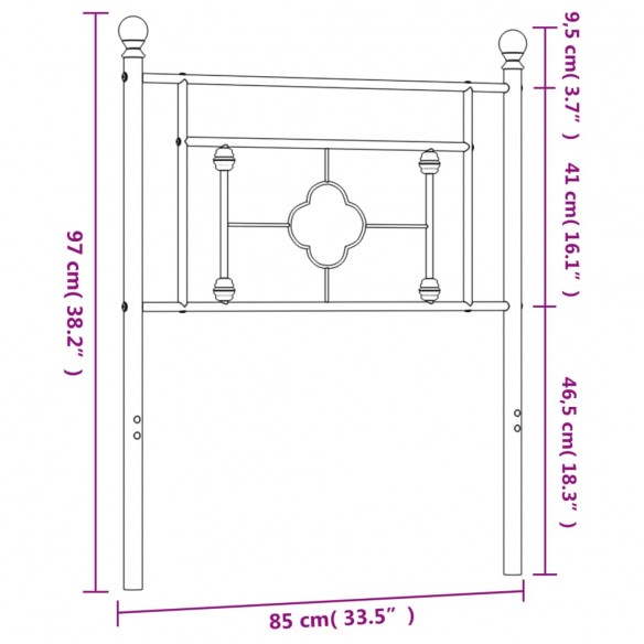 Tête de lit métal blanc 80 cm