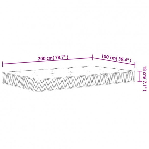 Matelas à ressorts bonnell moyen 100x200 cm