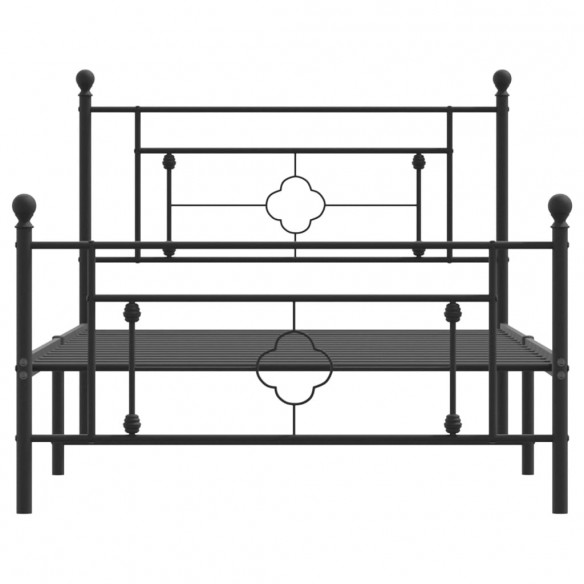 Cadre de lit métal avec tête de lit/pied de lit noir 107x203 cm