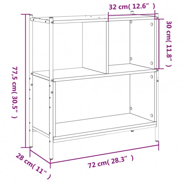 Bibliothèque noir 72x28x77,5 cm bois d'ingénierie