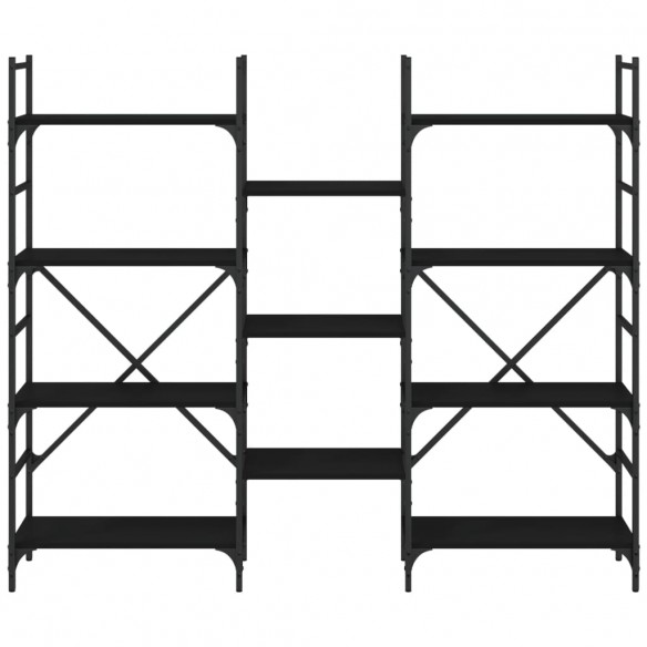 Bibliothèque noir 160x28,5x136,5 cm bois d'ingénierie