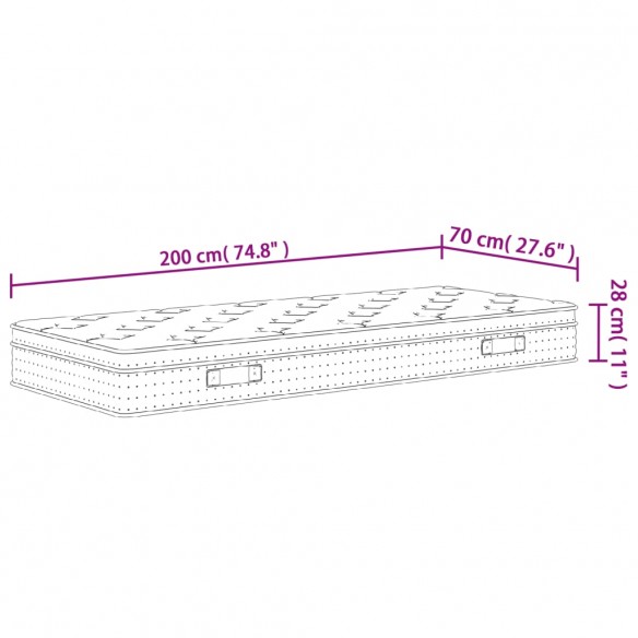 Matelas à ressorts ensachés moyen plus 70x200 cm