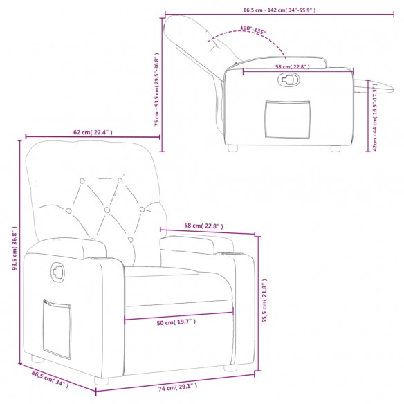 Fauteuil inclinable Gris Similicuir