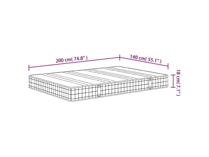 Matelas à ressorts bonnell moyen 140x200 cm