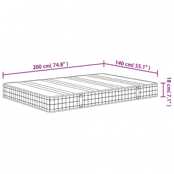 Matelas à ressorts bonnell moyen 140x200 cm