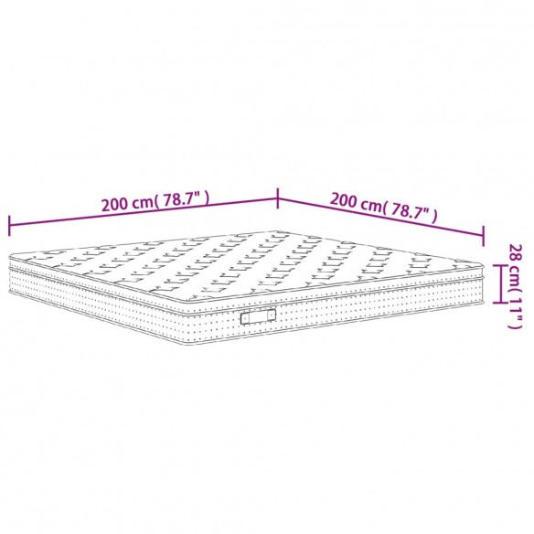 Matelas à ressorts ensachés moyen plus 200x200 cm