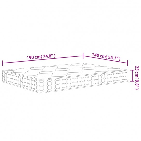 Matelas à ressorts ensachés dureté moyenne 140x190 cm