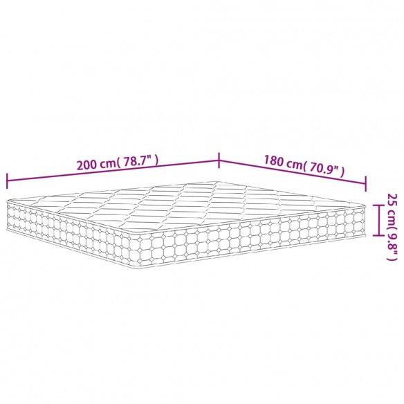 Matelas à ressorts ensachés dureté moyenne 180x200 cm