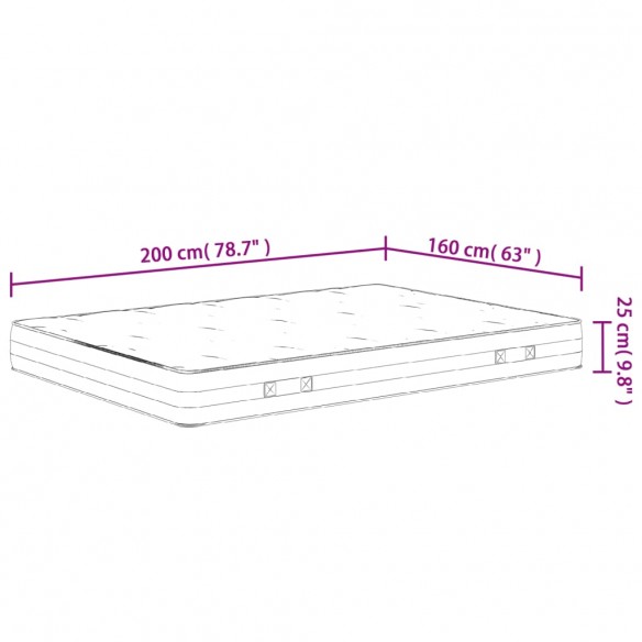 Matelas à ressorts ensachés dureté moyenne 160x200 cm