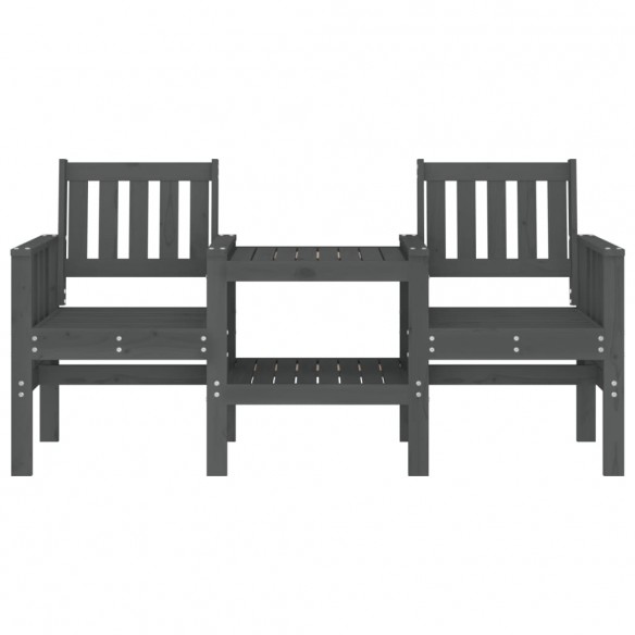 Banc de jardin avec table 2 places gris bois massif de pin