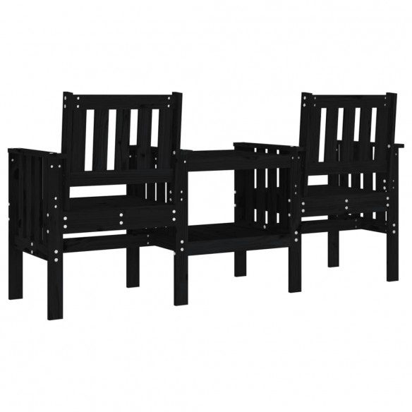 Banc de jardin avec table 2 places noir bois massif de pin