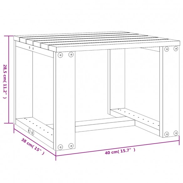 Table d'appoint jardin marron miel 40x38x28,5cm bois massif pin