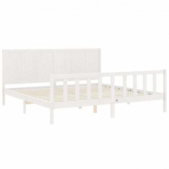 Cadre de lit avec tête de lit blanc Super King Size bois massif