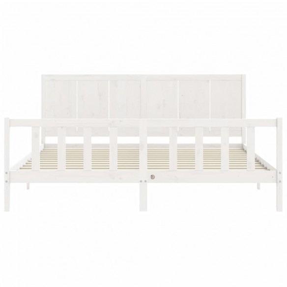 Cadre de lit avec tête de lit blanc Super King Size bois massif