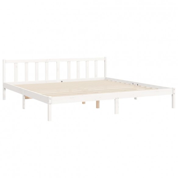 Cadre de lit avec tête de lit blanc Super King Size bois massif