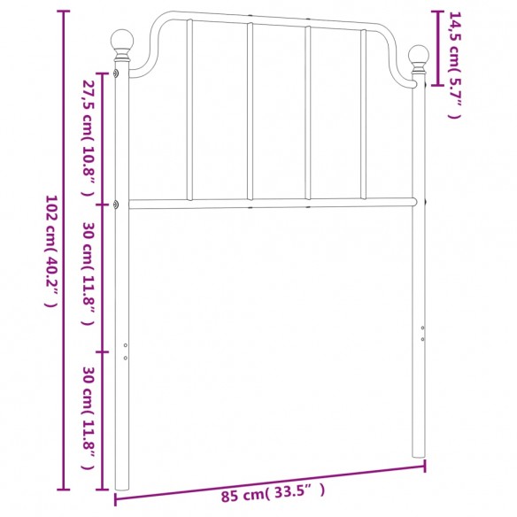 Tête de lit métal blanc 80 cm