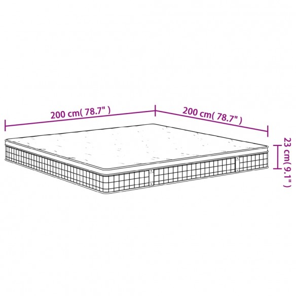 Matelas à ressorts bonnell moyen 200x200 cm