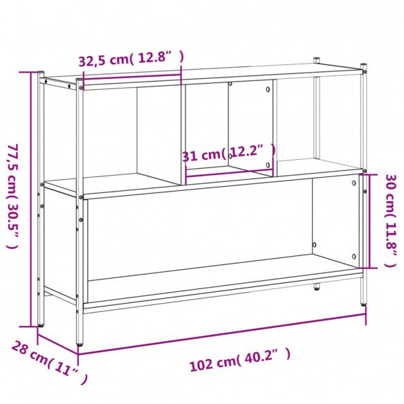 Bibliothèque chêne sonoma 102x28x77,5 cm bois d'ingénierie