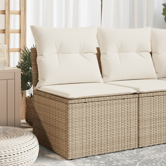 Canapé de jardin sans accoudoirs coussins beige résine tressée