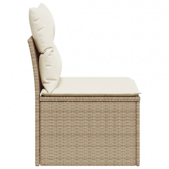 Canapé de jardin sans accoudoirs coussins beige résine tressée